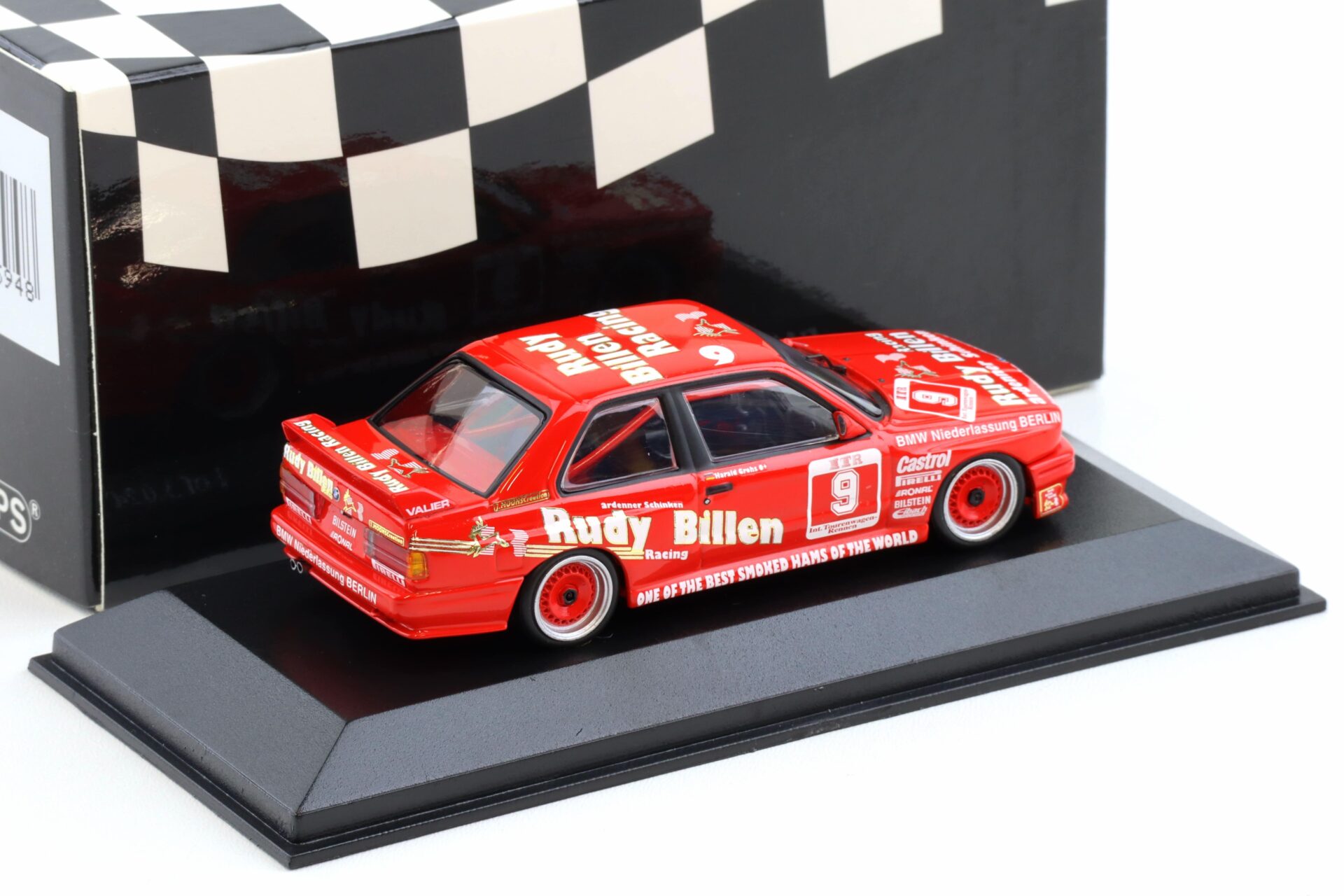 1:43 Minichamps BMW M3 E30 DTM 1988 AVUS H.Grohs Rudy Billen #9