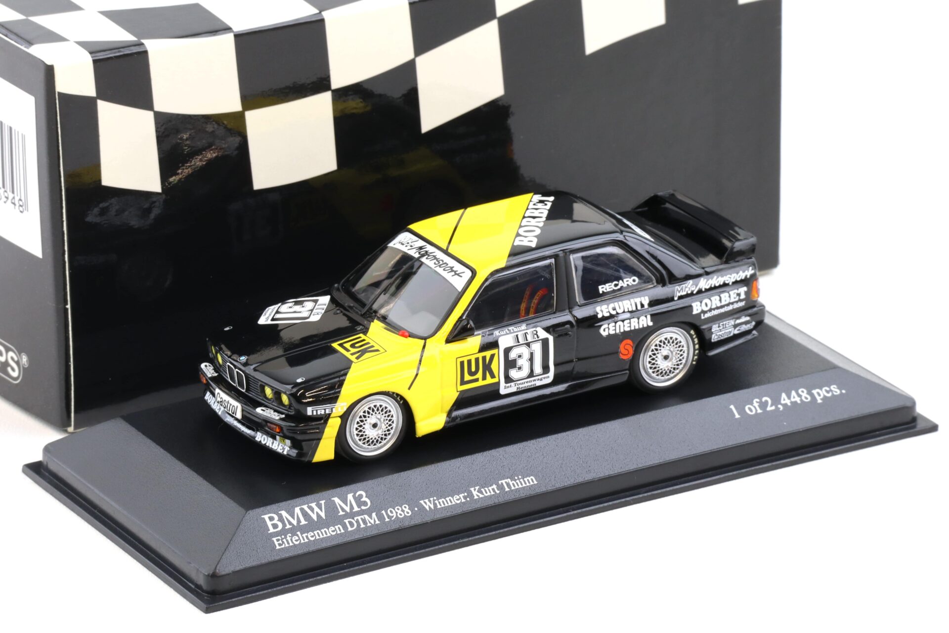 1:43 Minichamps BMW M3 E30 DTM 1988 MK-Motorsport Eifelrennen K.Thiim #31