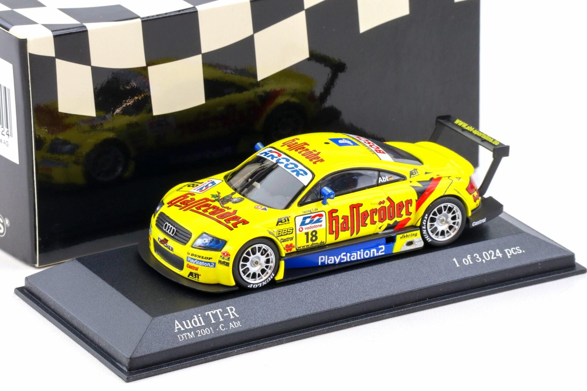 1:43 Minichamps Audi TT-R DTM 2001 Team Abt Sportsline C.Abt #18 Hasseröder