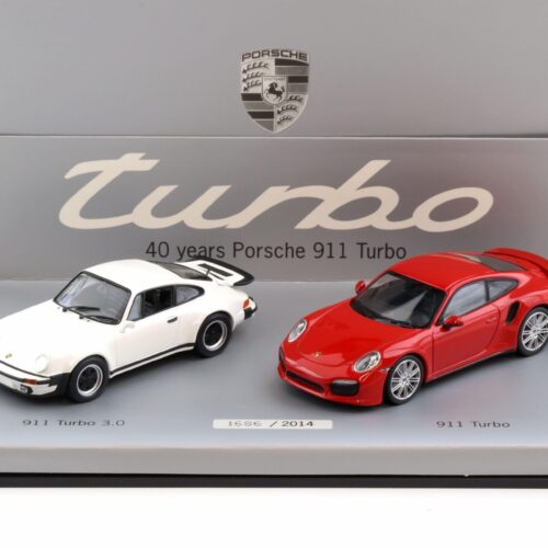 1:43 Minichamps 2-Car SET Porsche 911 Turbo 40 Years red and white DEALER VERSION