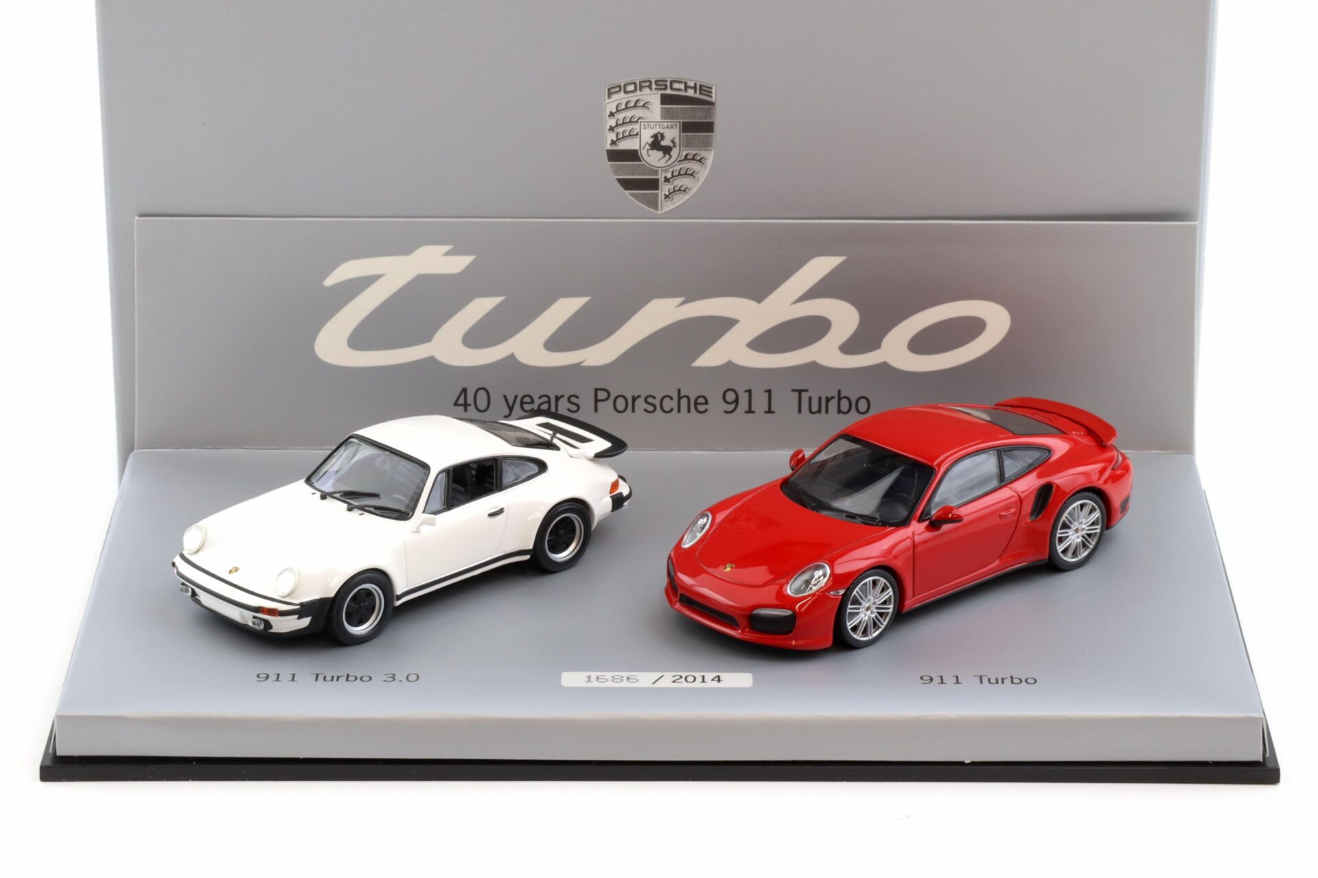 1:43 Minichamps 2-Car SET Porsche 911 Turbo 40 Years red and white DEALER VERSION