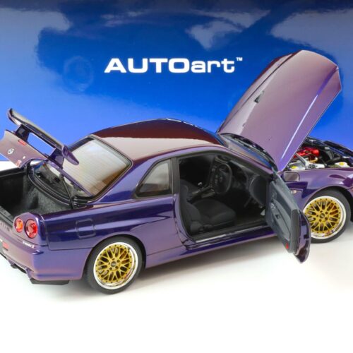 1:18 AUTOart Nissan Skyline GT-R (R34) V-Spec II BBS LM Wheels Midnight purple III 77403