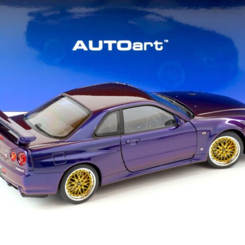 1:18 AUTOart Nissan Skyline GT-R (R34) V-Spec II BBS LM Wheels Midnight purple III 77403