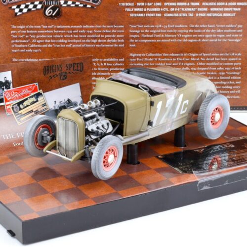 1:18 Highway61 Ford Model A Roadster Hot Rod #121c Origins of Speed green 50160