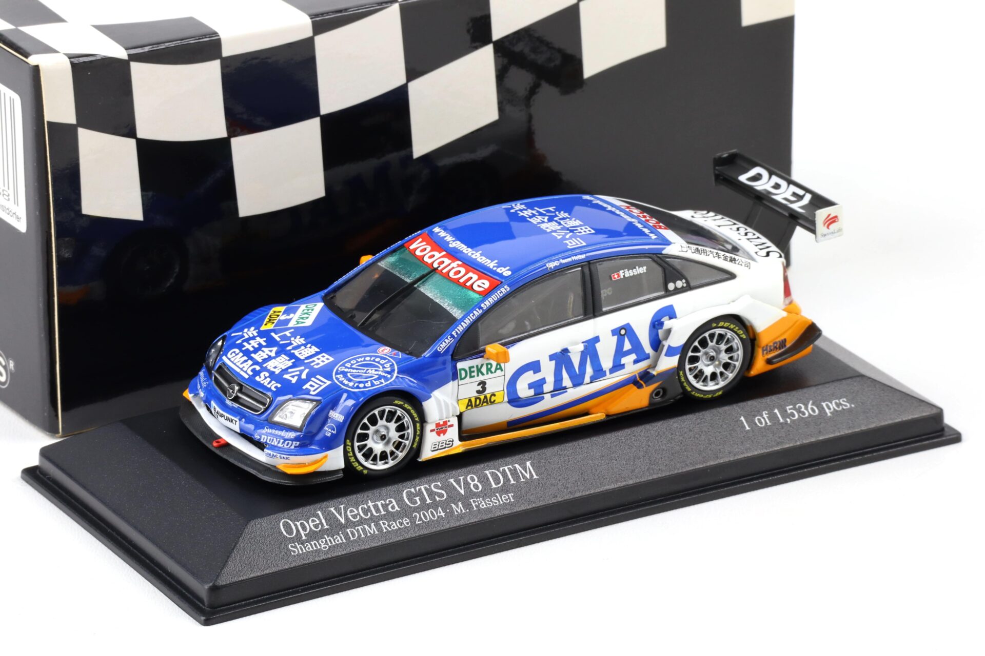 1:43 Minichamps Opel Vectra GTS V8 Shanghai DTM 2004 Fässler #3 OPC Team Phoenix