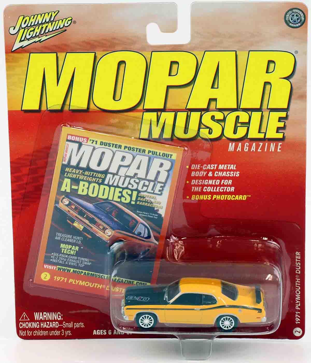 1:64 Johnny Lightning 1971 Plymouth Duster yellow/ black MOPAR Muscle