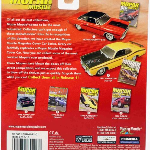 1:64 Johnny Lightning 1971 Plymouth Duster yellow/ black MOPAR Muscle