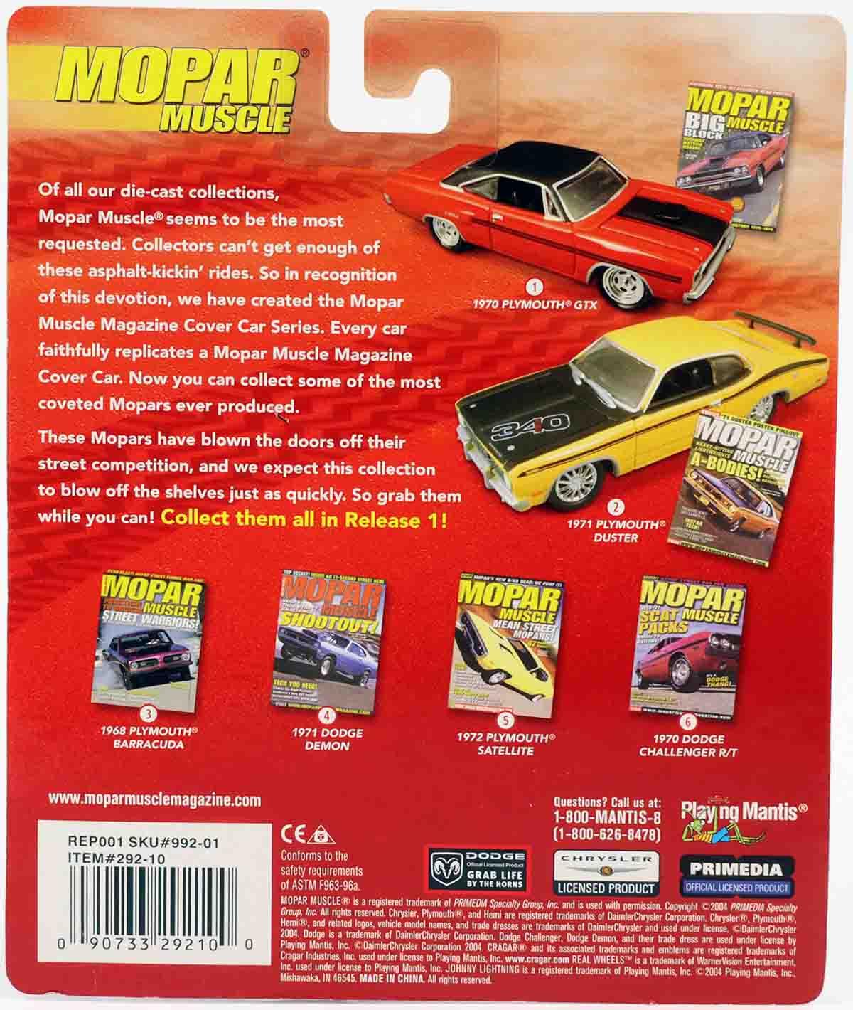 1:64 Johnny Lightning 1971 Plymouth Duster yellow/ black MOPAR Muscle