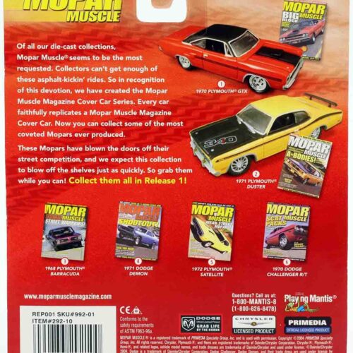 1:64 Johny Lightning 1972 Plymouth Satellite yellow MOPAR Muscle