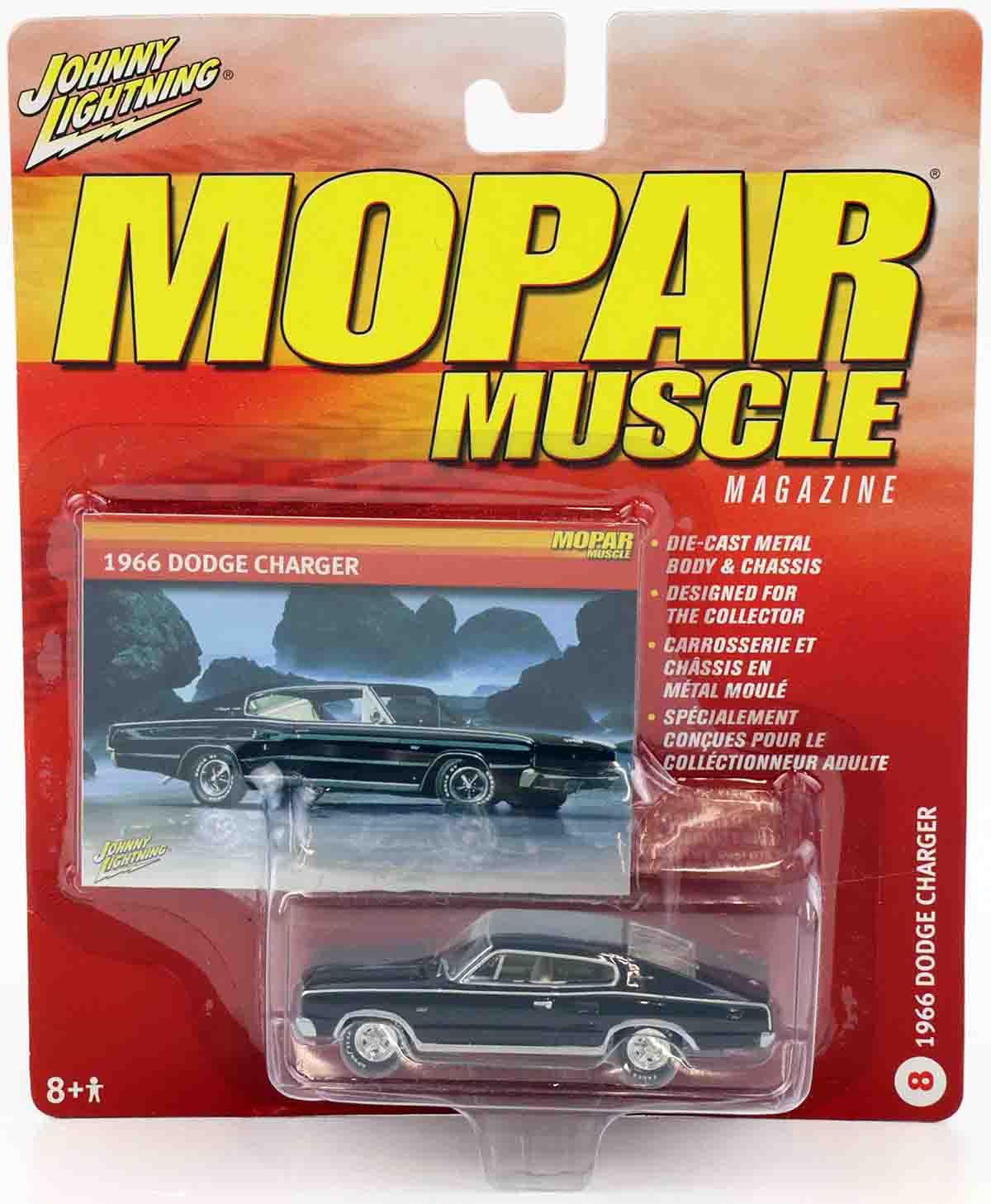 1:64 Johnny Lightning 1966 Dodge Charger black MOPAR Muscle