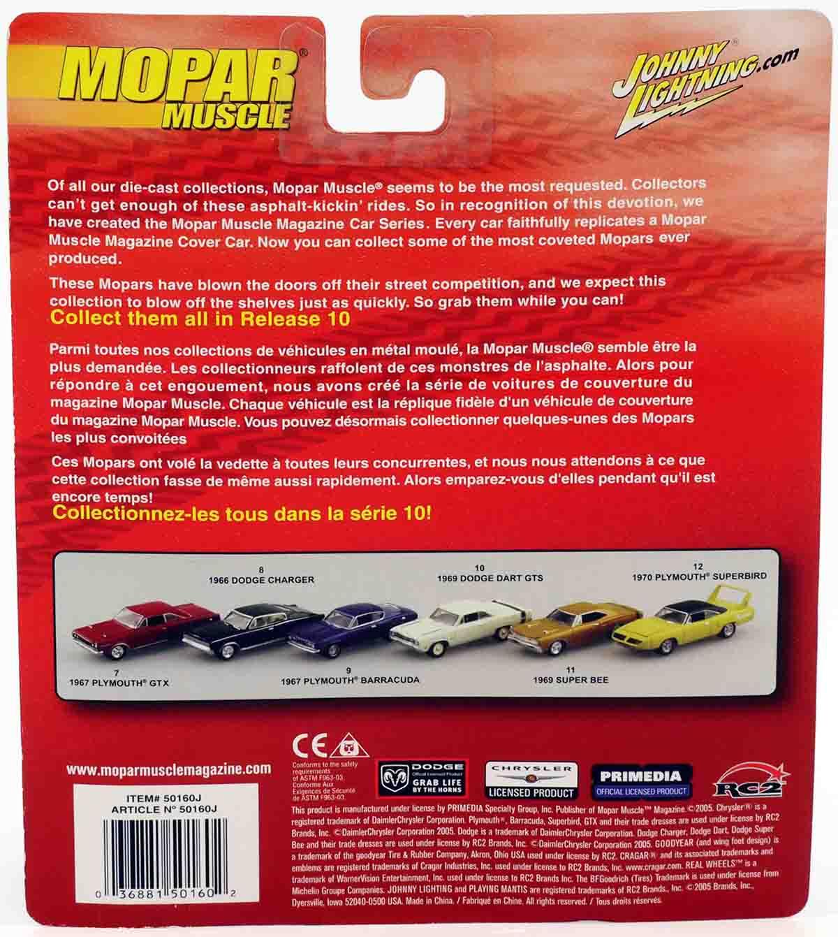 1:64 Johnny Lightning 1967 Plymouth Barracuda blue metallic MOPAR Muscle