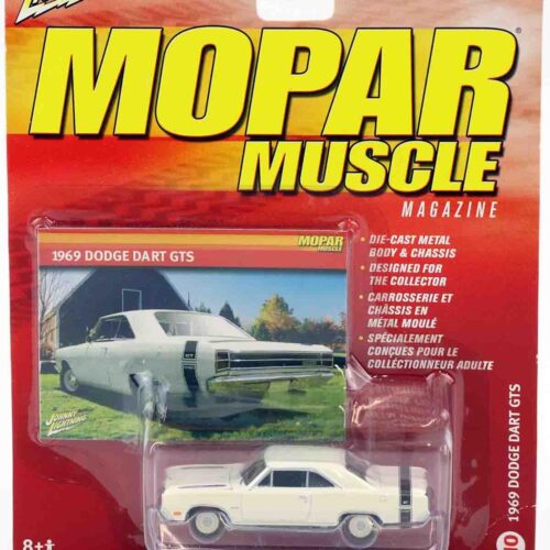 1:64 Johnny Lightning 1969 Dodge Dart GTS white MOPAR Muscle