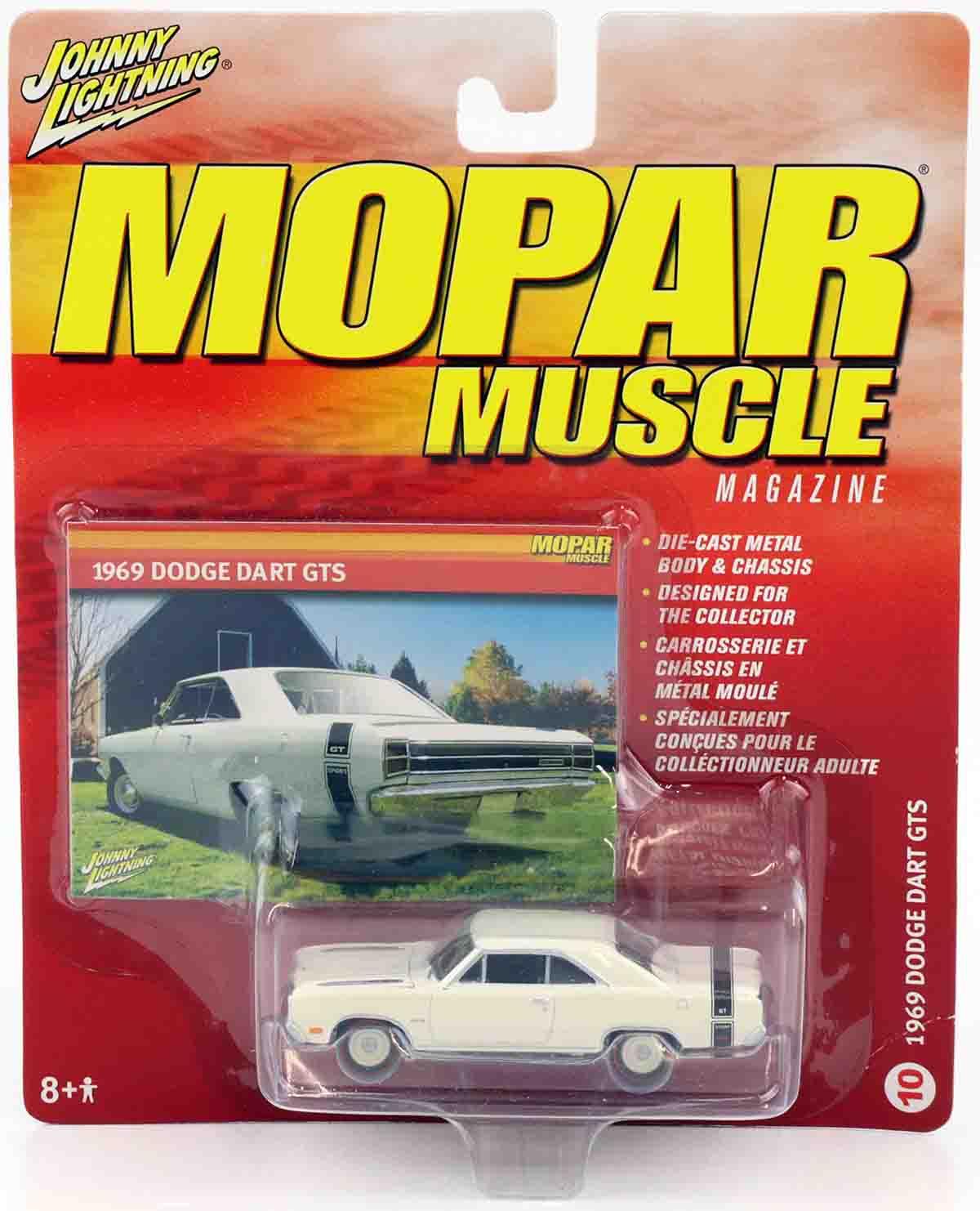 1:64 Johnny Lightning 1969 Dodge Dart GTS white MOPAR Muscle