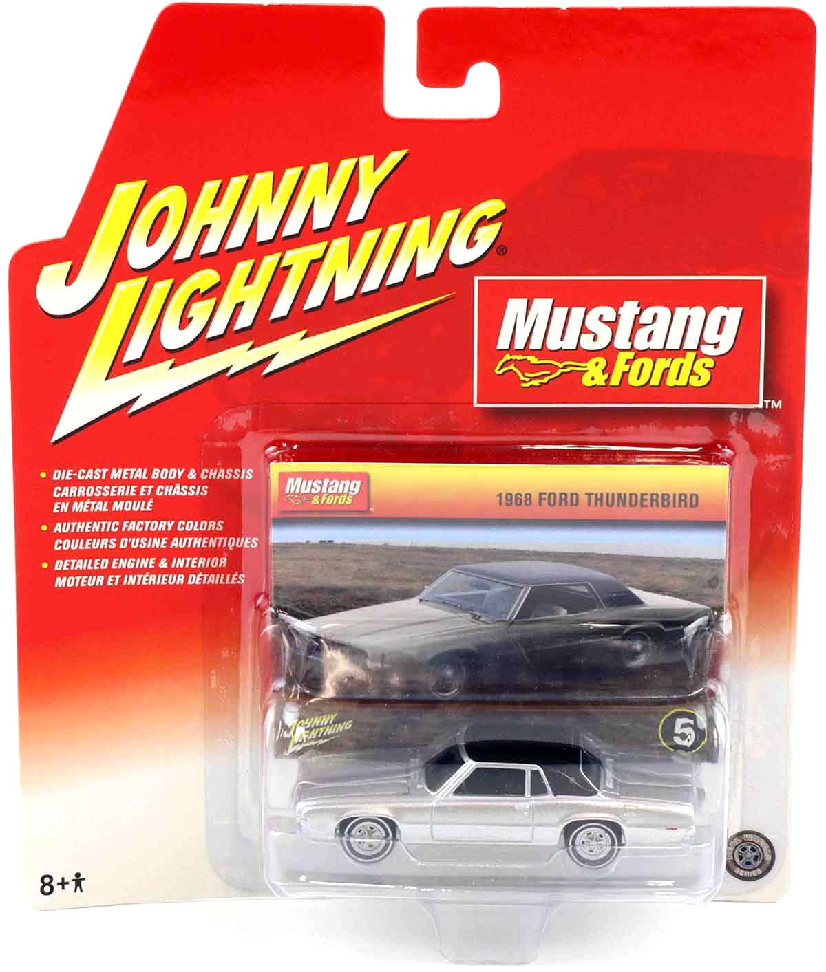 1:64 Johnny Lightning 1968 Ford Thunderbird silver/ black Mustang & Fords