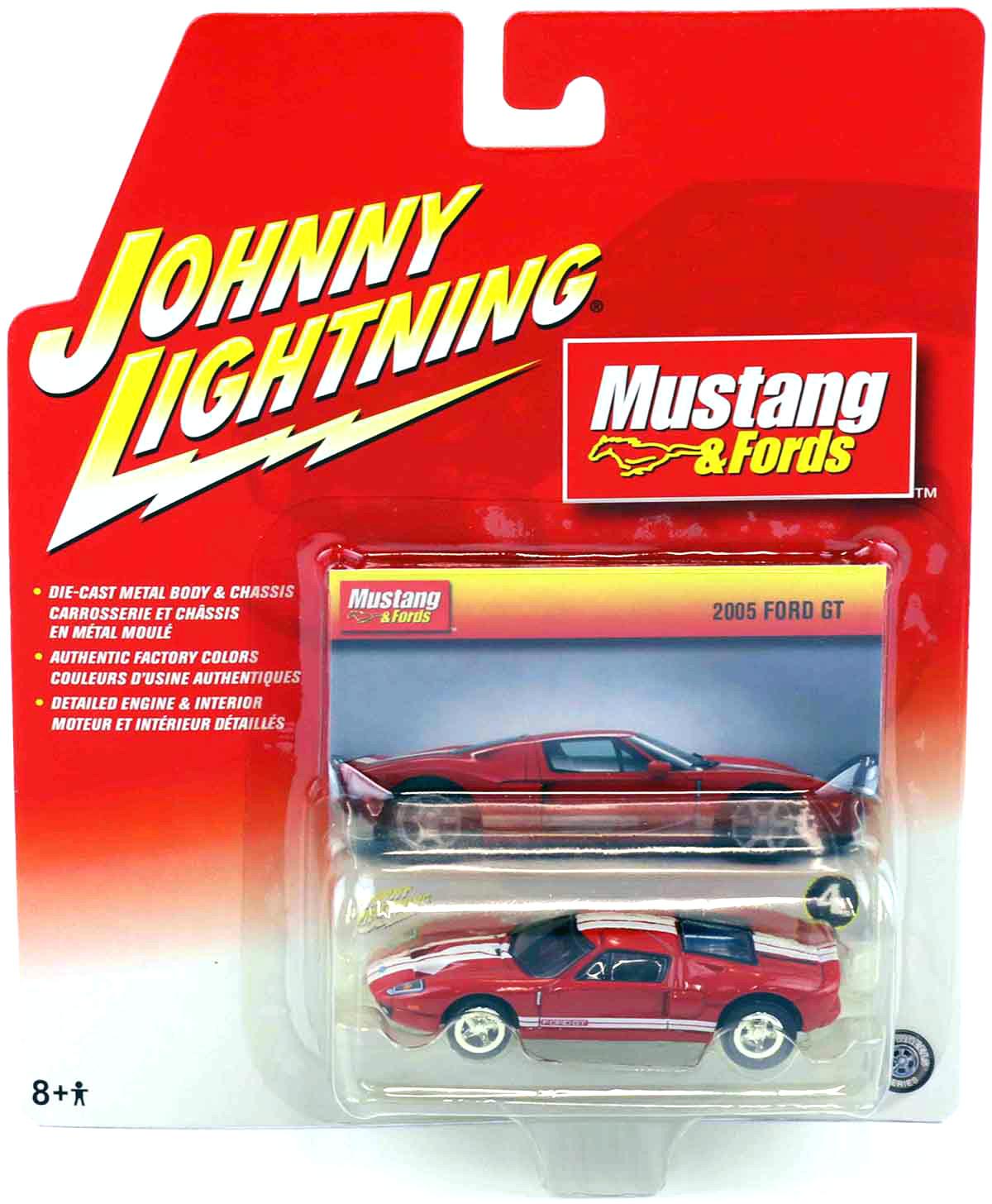 1:64 Johnny Lightning 2005 Ford GT red/ white Mustang & Fords