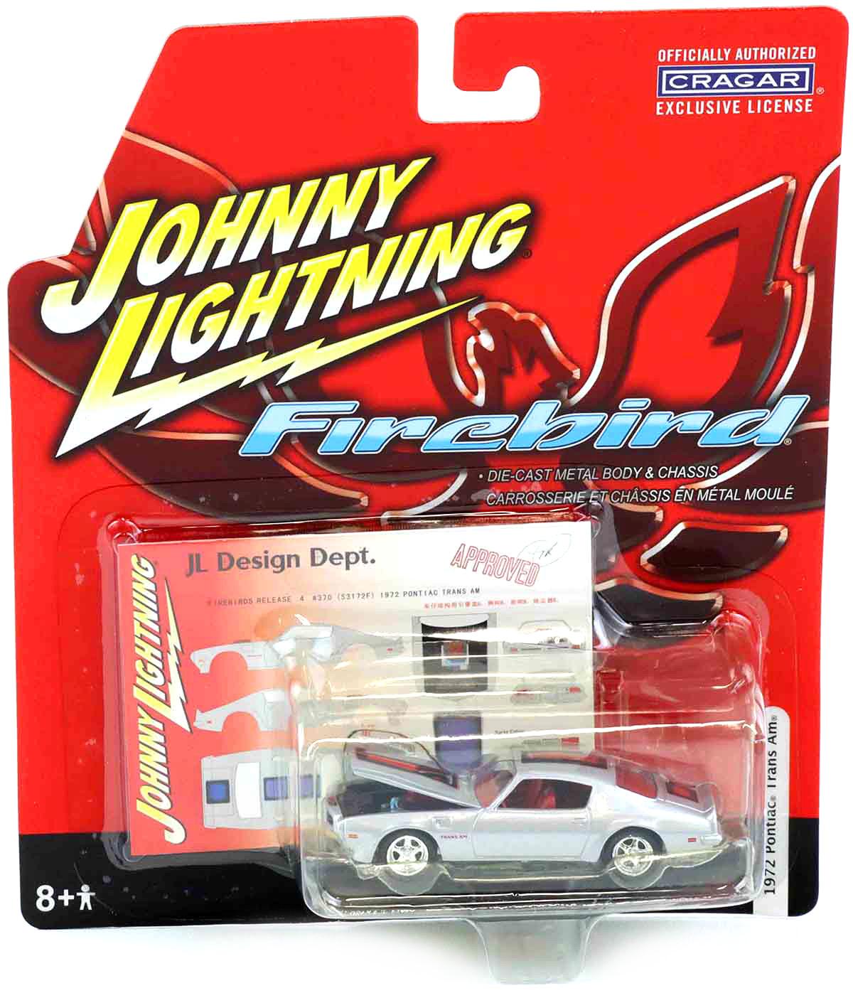 1.64 Johnny Lightning 1972 Pontiac Trans Am silver/ red metallic Firebird