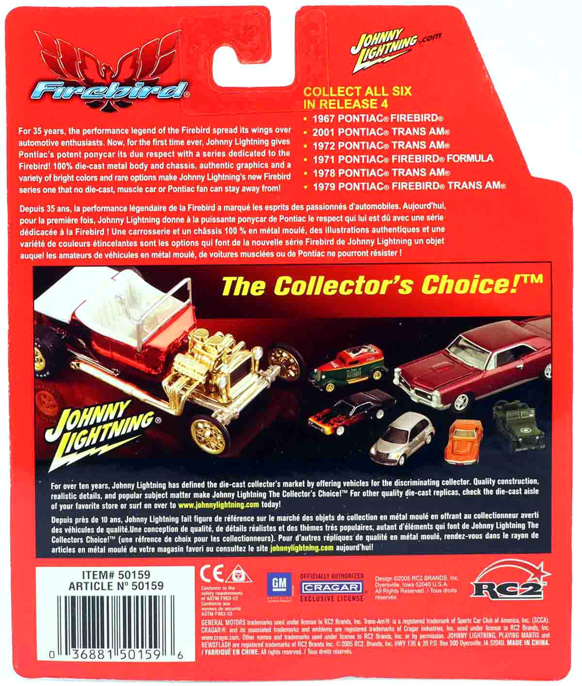 1.64 Johnny Lightning 1972 Pontiac Trans Am silver/ red metallic Firebird