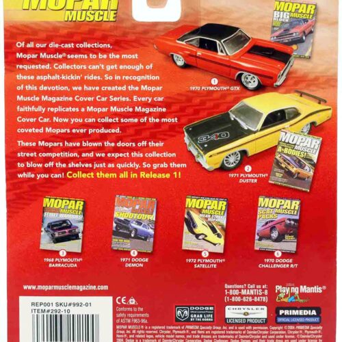 1:64 Johny Lightning 1972 Plymouth Satellite yellow MOPAR Muscle