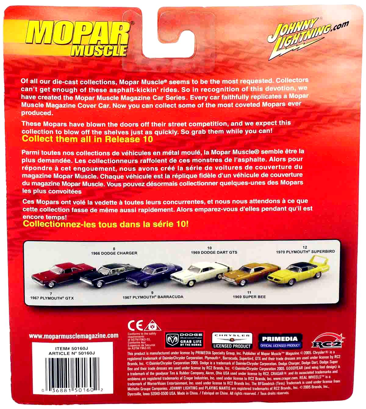 1:64 Johnny Lightning 1967 Plymouth Barracuda blue metallic MOPAR Muscle