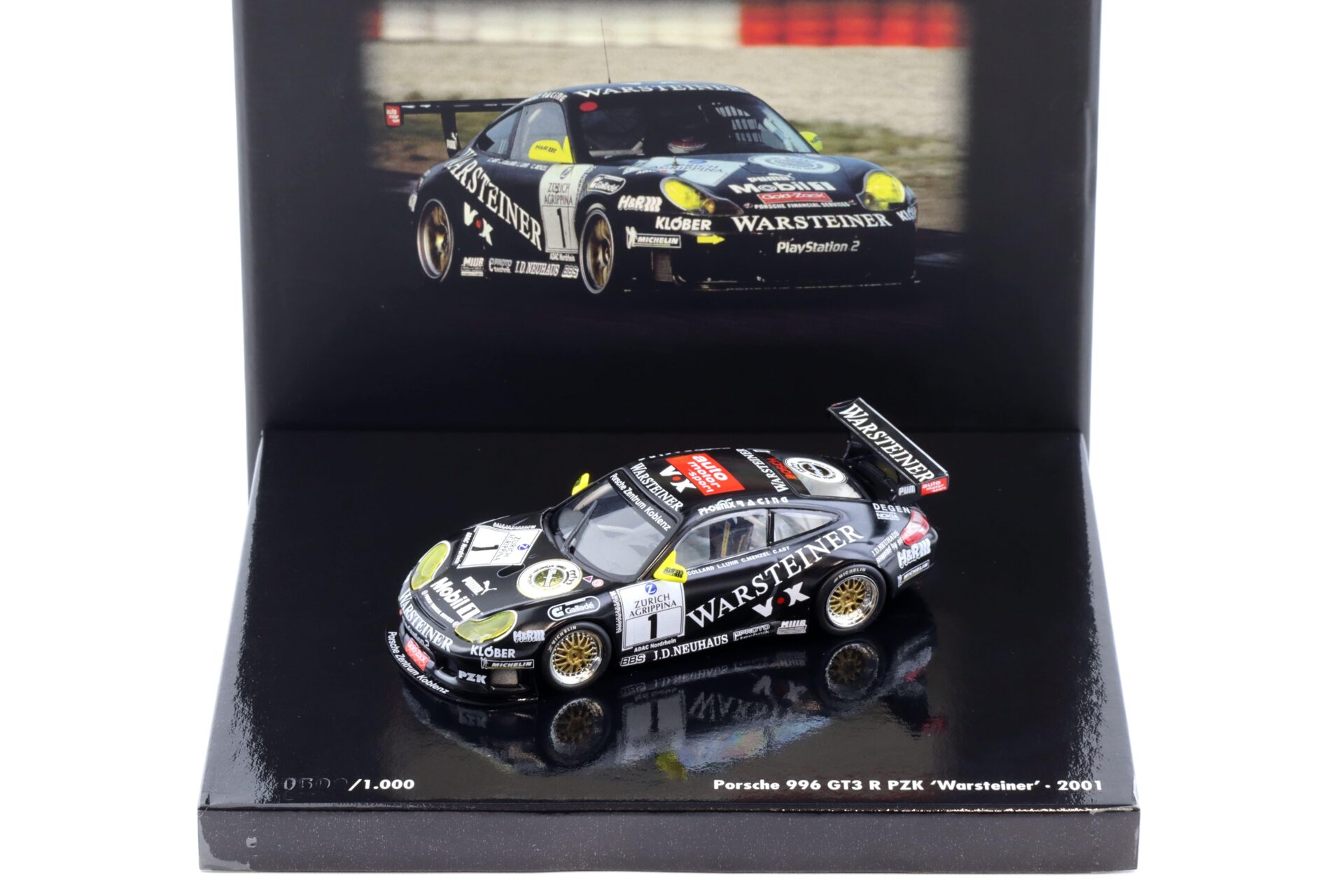 1:43 Minichamps Porsche 911 996 GT3 R PZK Warsteiner 2001 #1 Special Box