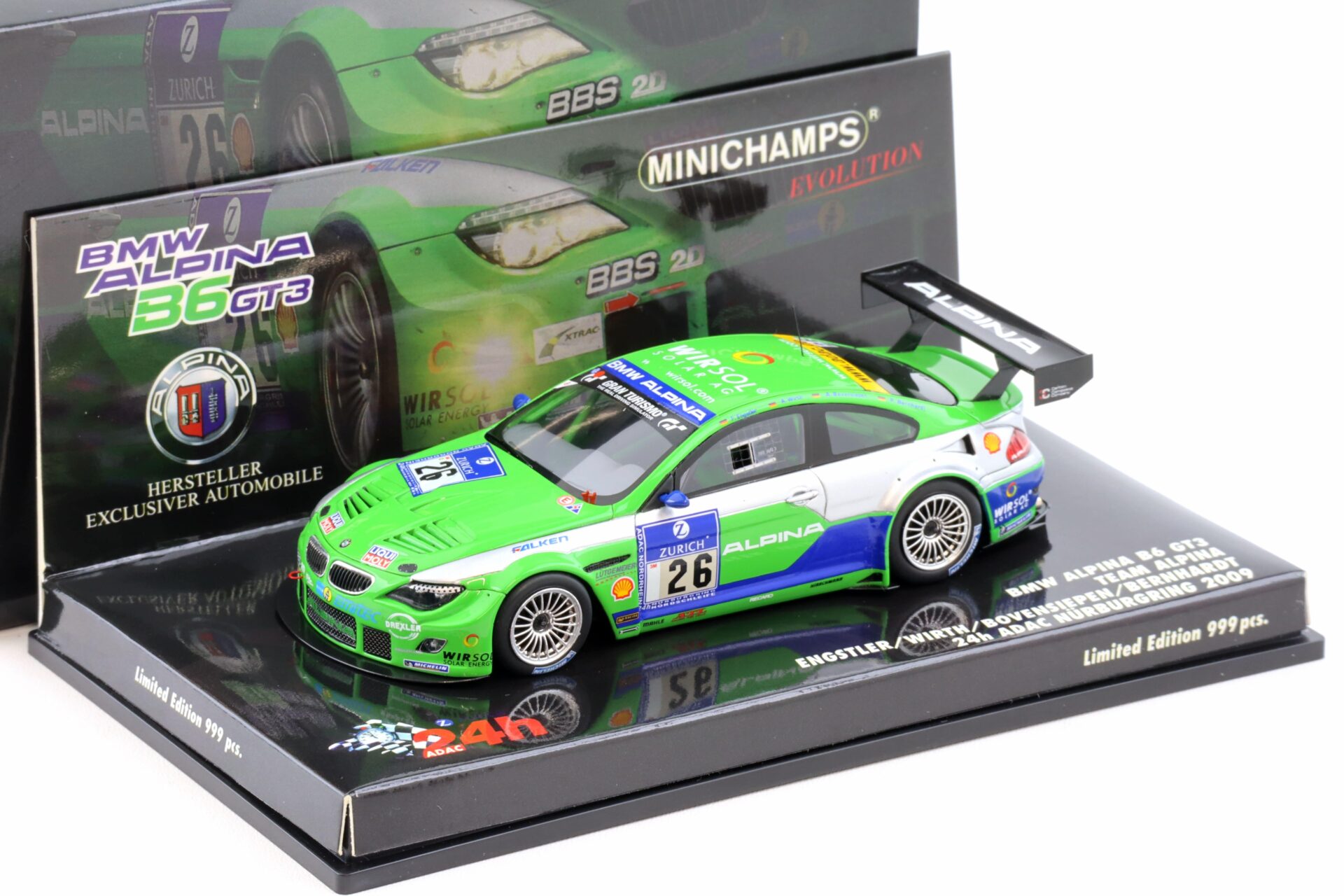 1:43 Minichamps BMW Alpina B6 GT3 Team Alpina 24h Nürburgring 2009 #26 Engstler