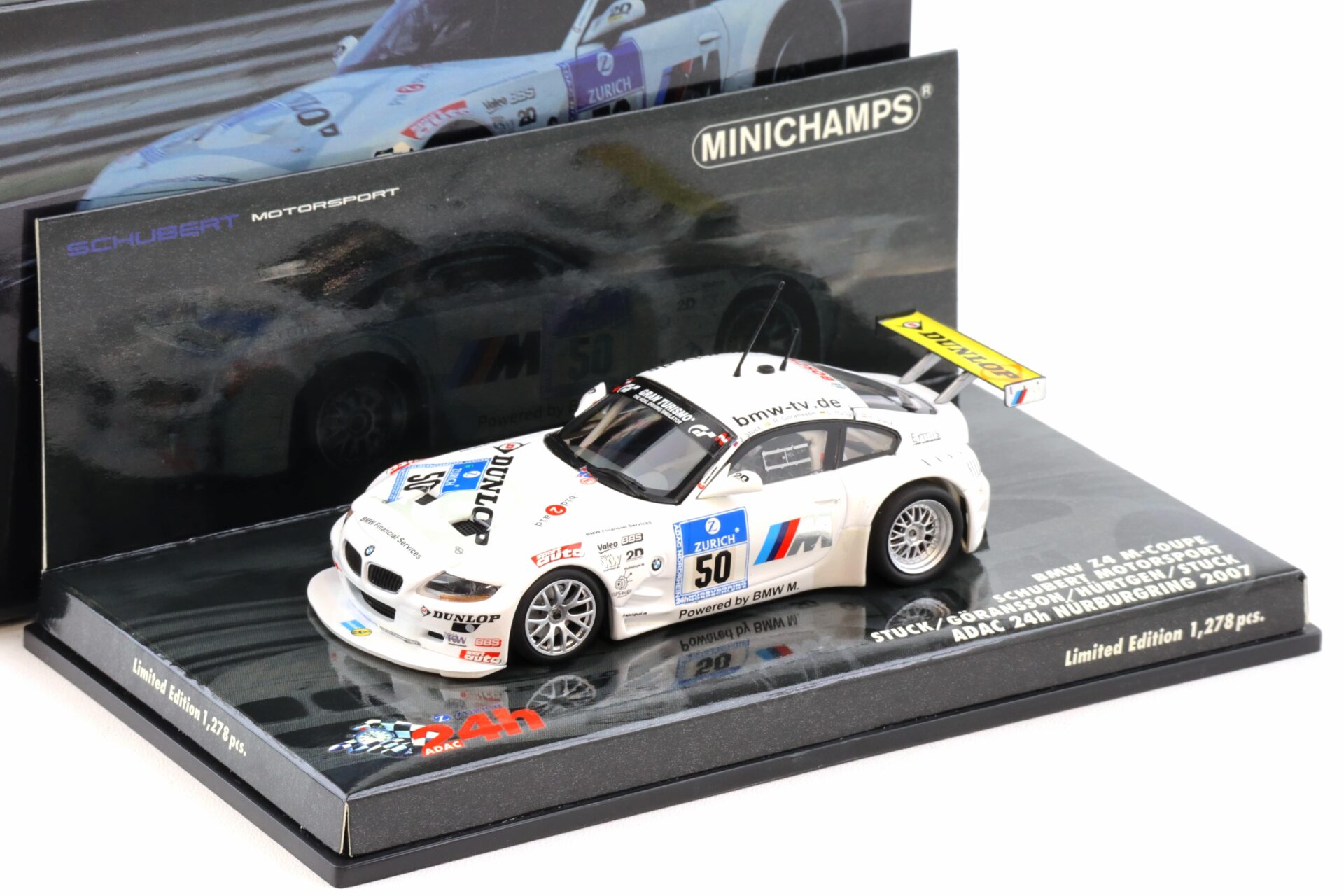 1:43 Minichamps BMW Z4 M-Coupe Schubert 24h Nürburgring 2007 Stuck #50
