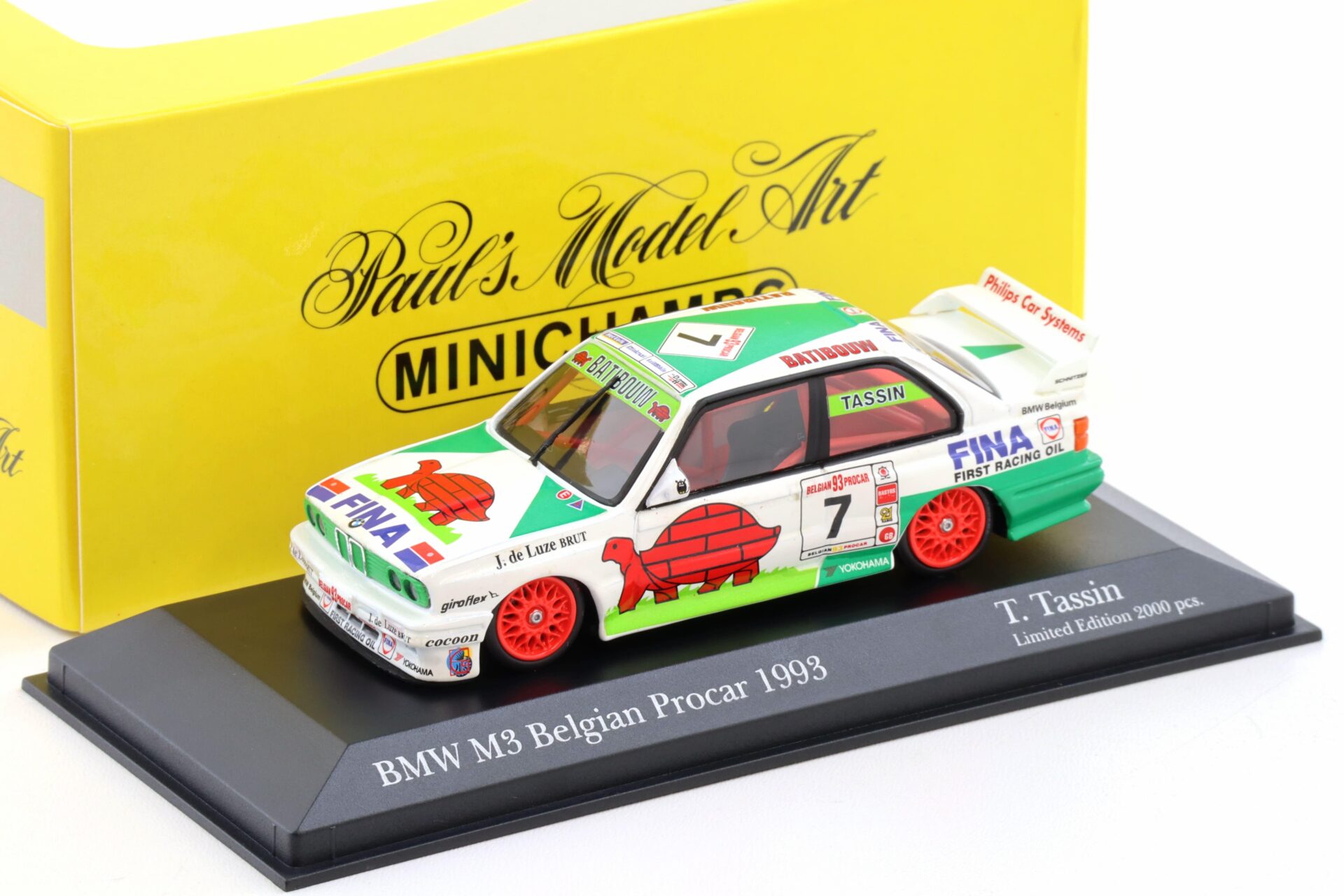 1:43 Minichamps BMW M3 E30 Belgian ProCar 1993 Fina #7 T.Tassin