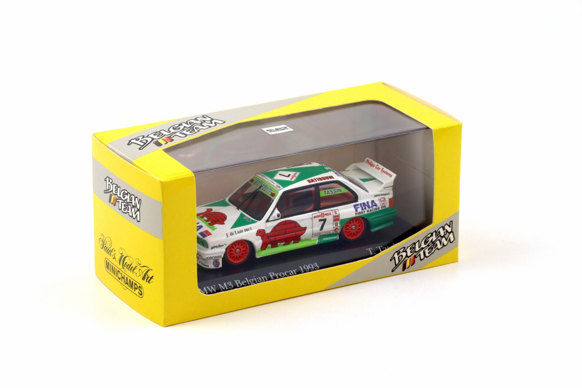 1:43 Minichamps BMW M3 E30 Belgian ProCar 1993 Fina #7 T.Tassin