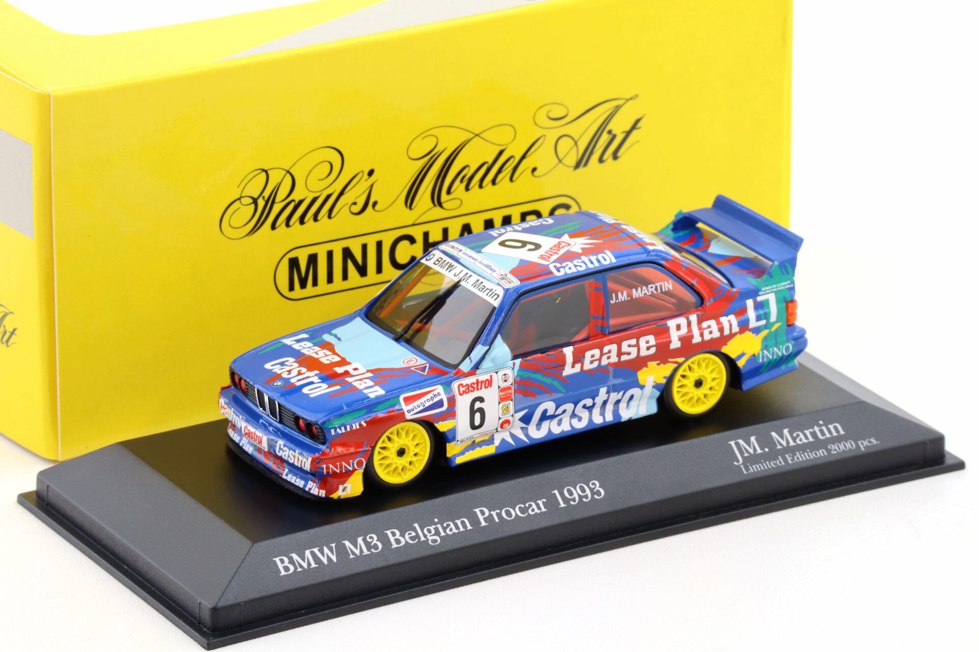 1:43 Minichamps BMW M3 E30 Belgian ProCar 1993 Lease Plan #6 JM. Martin