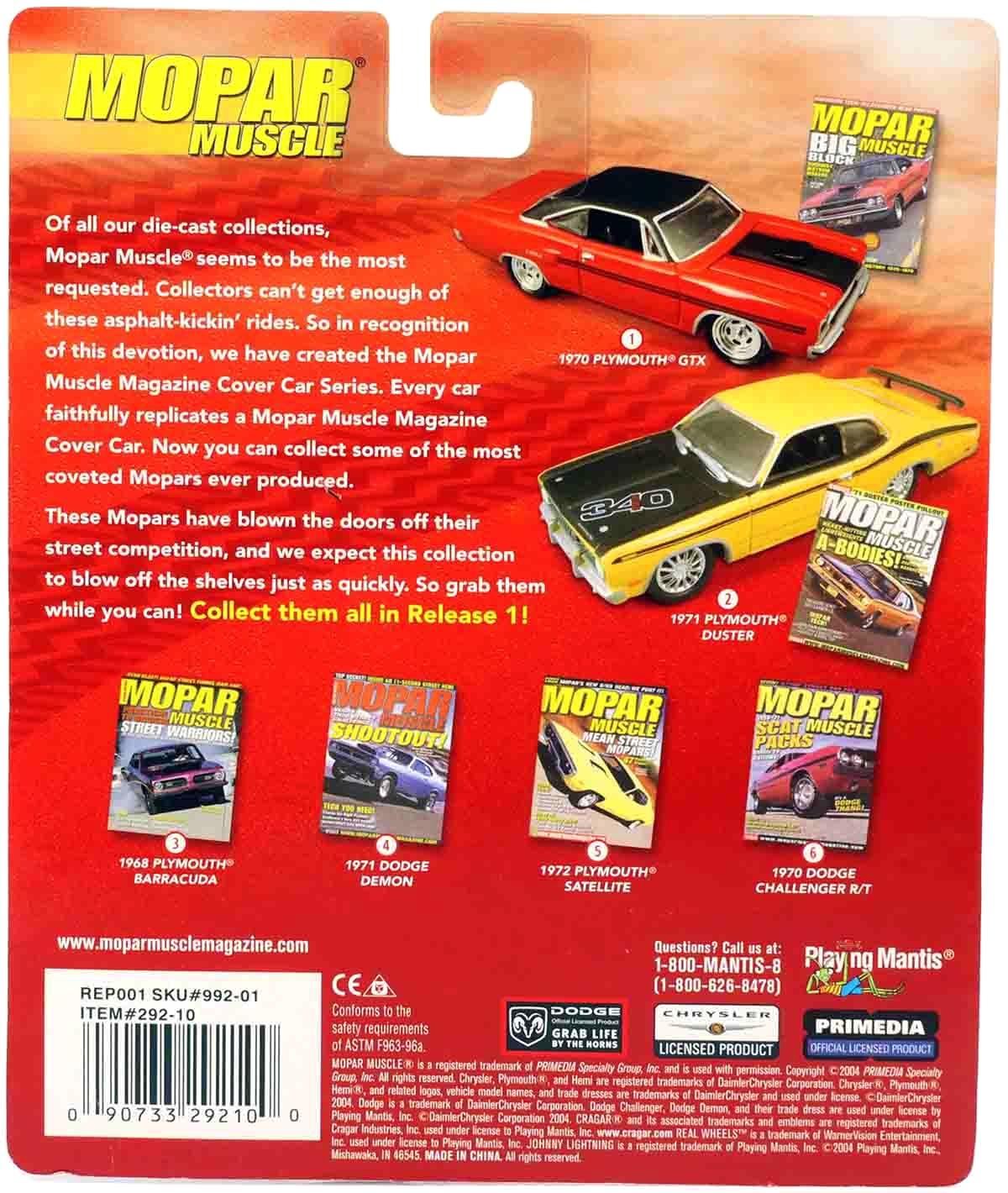 1:64 Johnny Lightning 1971 Plymouth Duster yellow/ black MOPAR Muscle