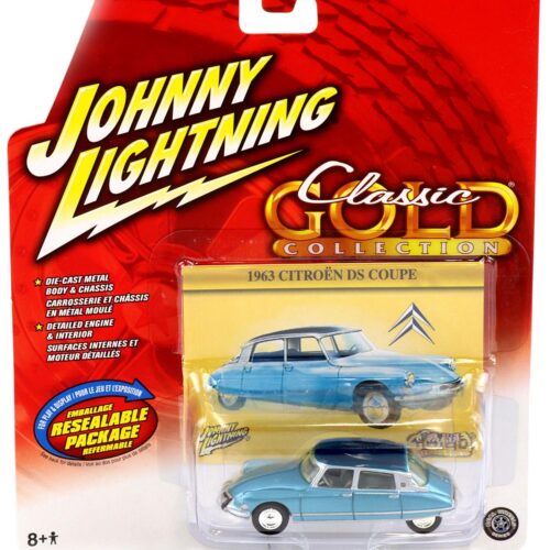 1:64 Johnny Lightning 1963 Citroen DS Coupe metallic blue Classic Gold Collection