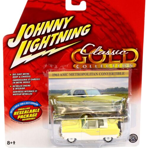 1.64 Johnny lightning 1961 AMC Metropolitan Convertible yellow/ white Classic Gold Collection