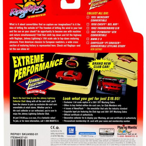 1:64 Johnny Lightning 1951 Mercury Convertible black/ white Ragtops
