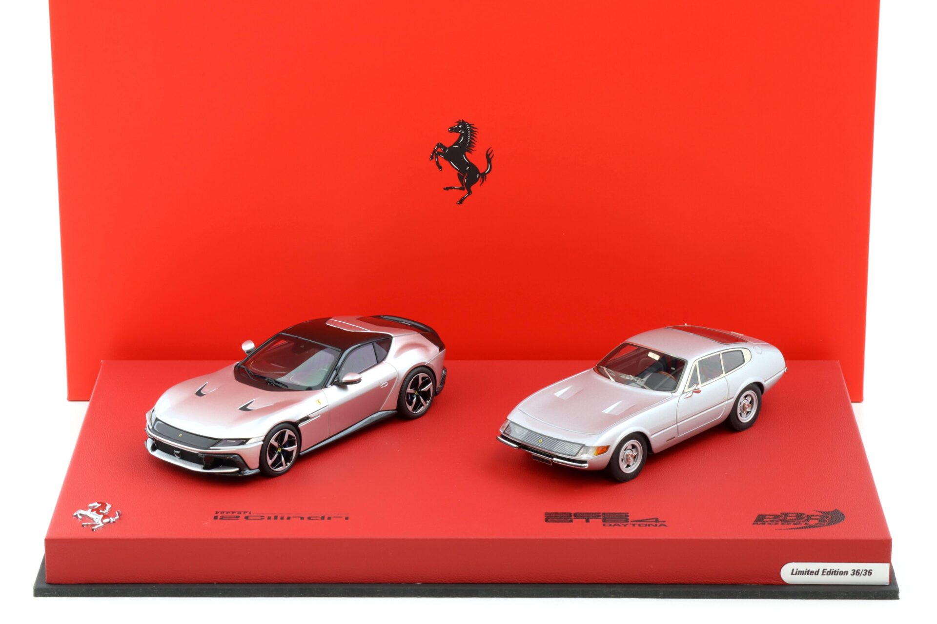 1:43 BBR Ferrari 12Cilindri + 365 GTB/4 Daytona silver Special Set Limited 36 pcs.