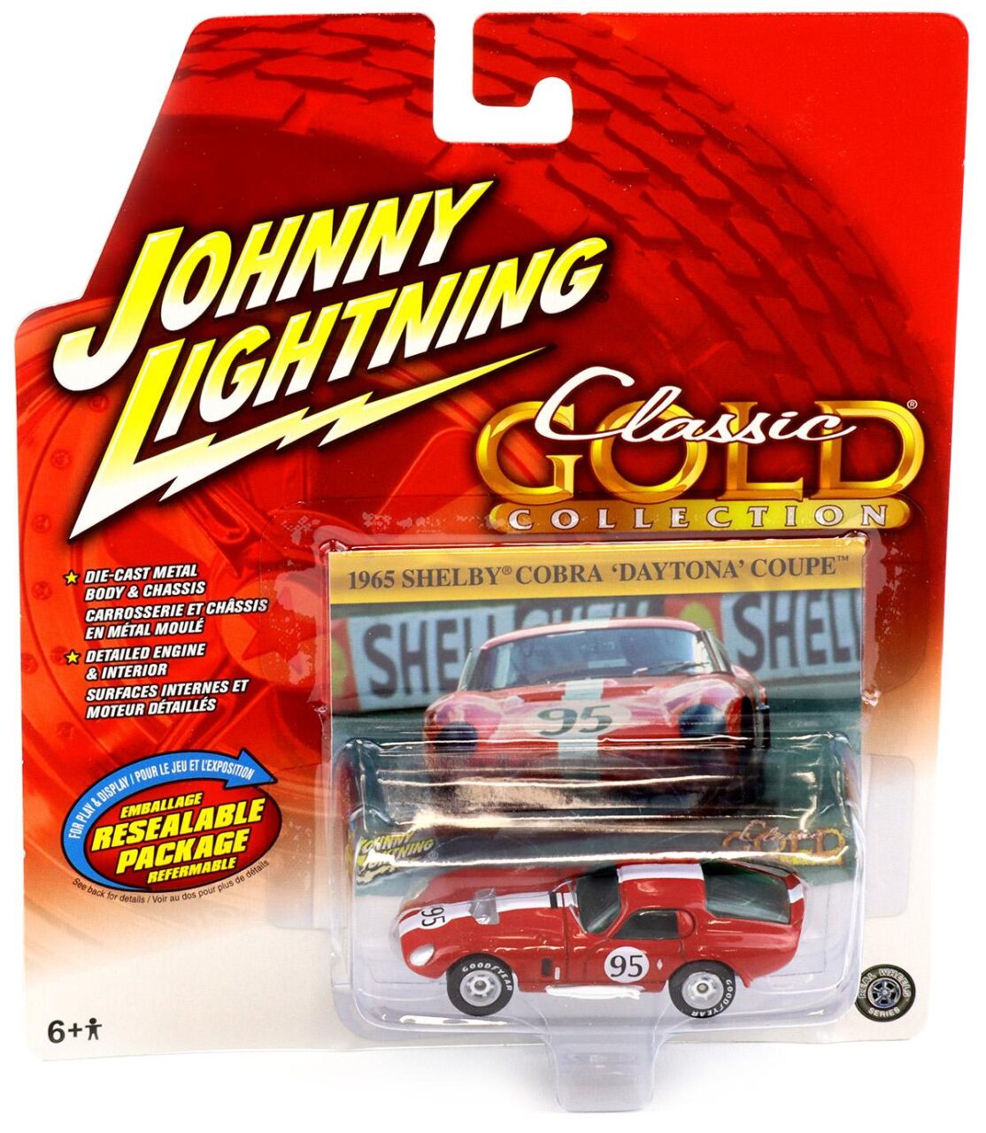 1:64 Johnny Lightning 1965 Shelby Cobra Daytona Coupe #95 red Classic Gold Collection