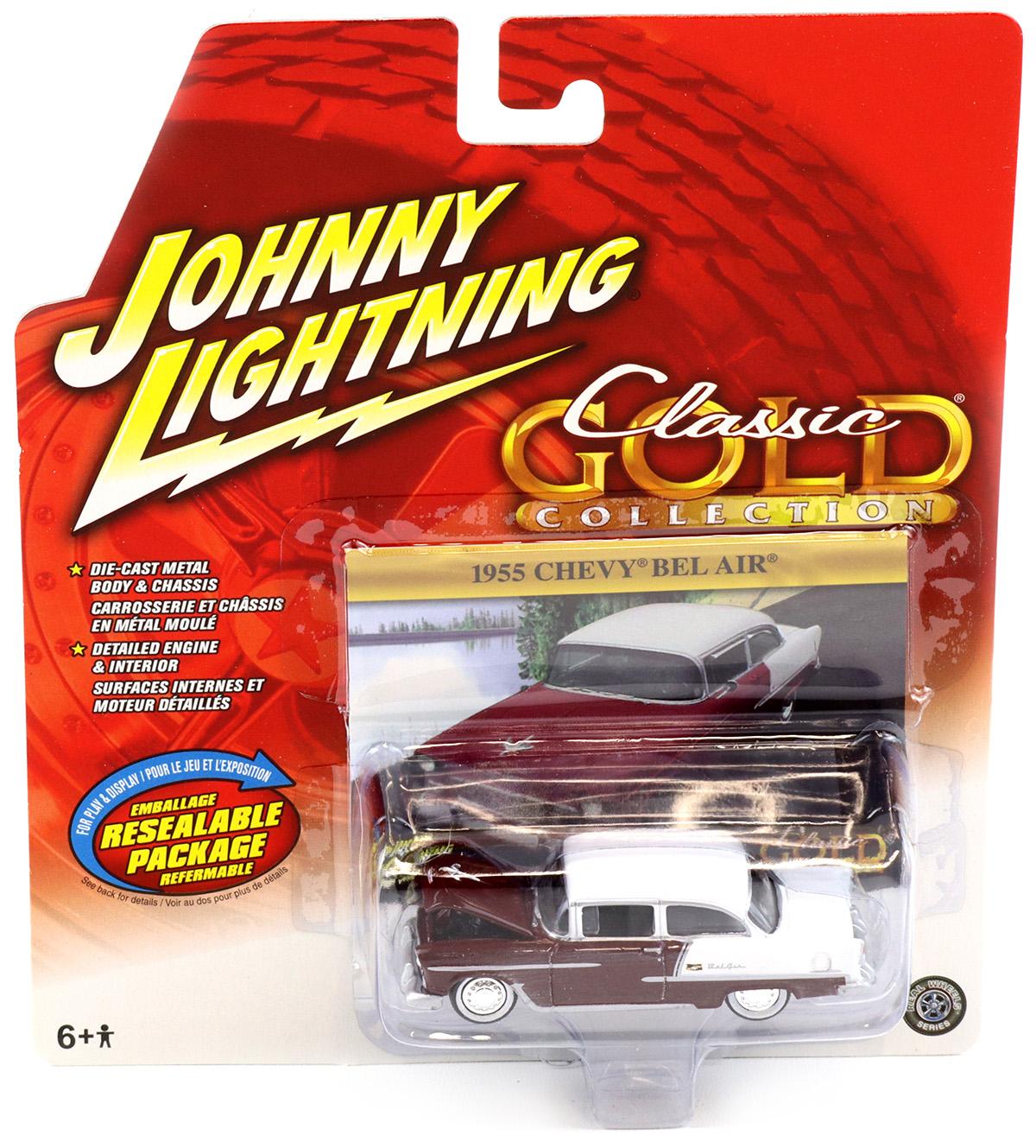 1:64 Johnny Lightning 1955 Chevy Bel Air dark red/ white Classic Gold Collection