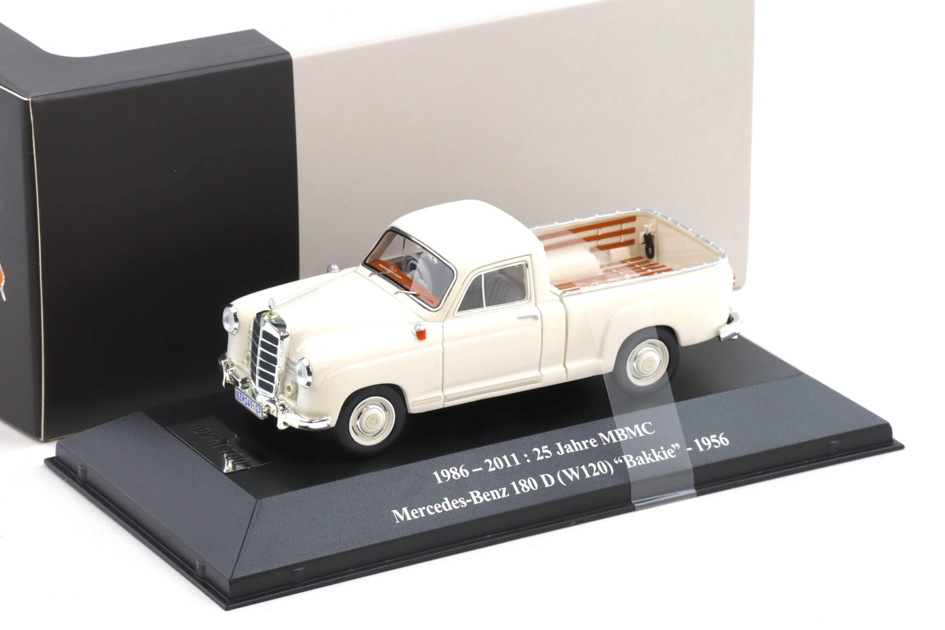 1:43 PremiumX Mercedes 180D W120 Bakkie 1956 white 25 Jahre MBMC - Limited 100 pcs.