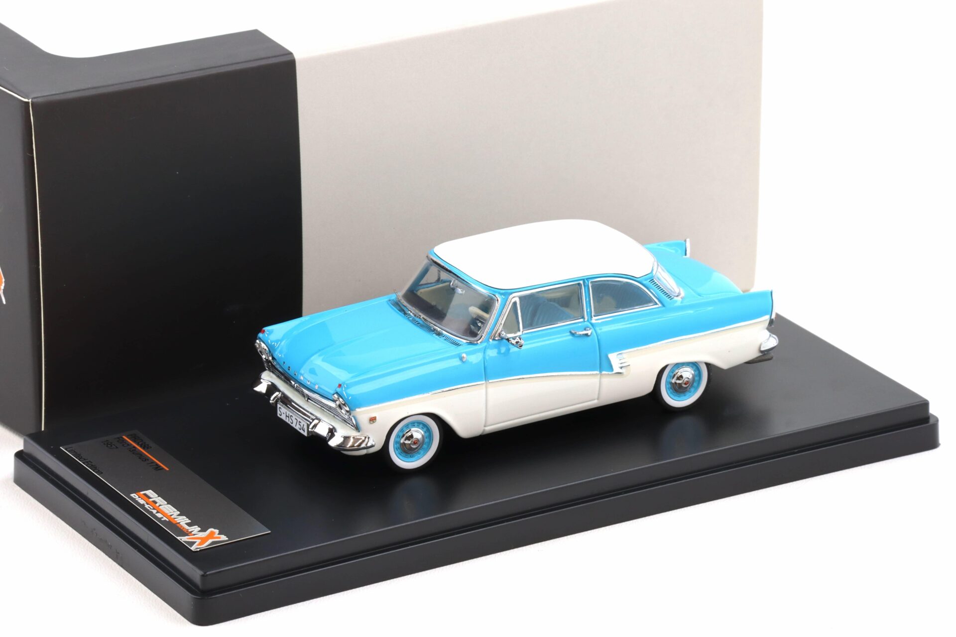 1:43 PremiumX Ford Taunus 17M blue/ white 1957