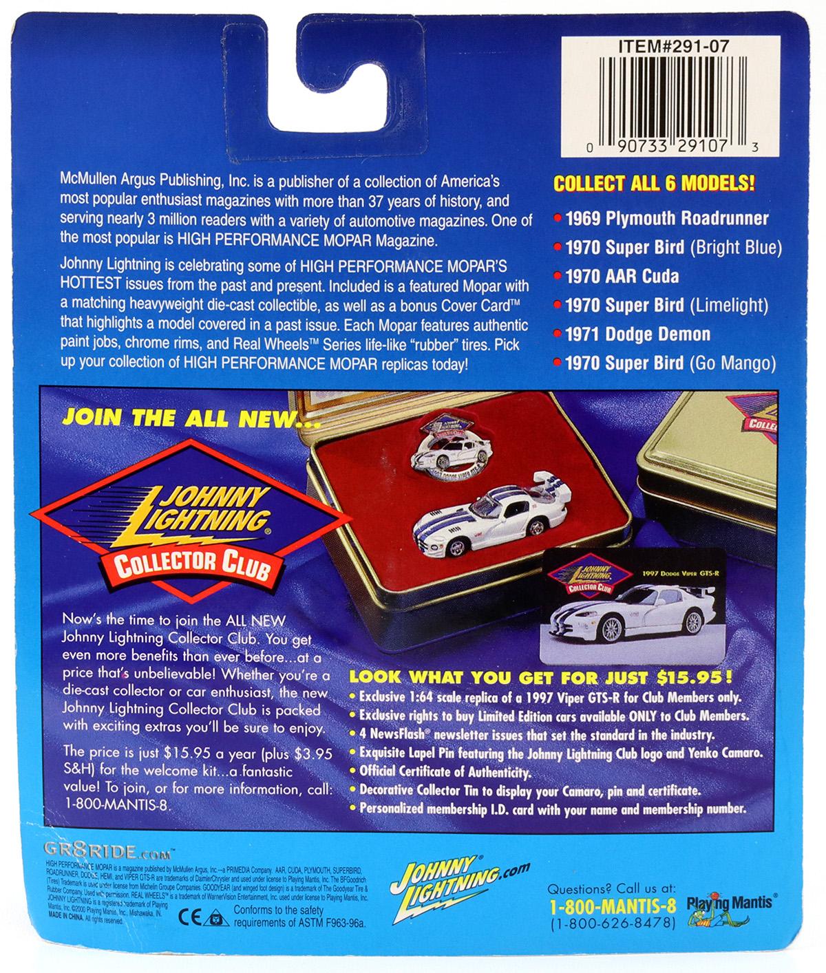 1:64 Johnny Lightning 1971 Dodge Demon yellow/ black High Performance Mopar