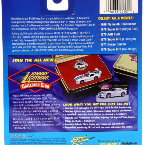 1:64 Johnny Lightning 1970 Plymouth Superbird green High Performance Mopar