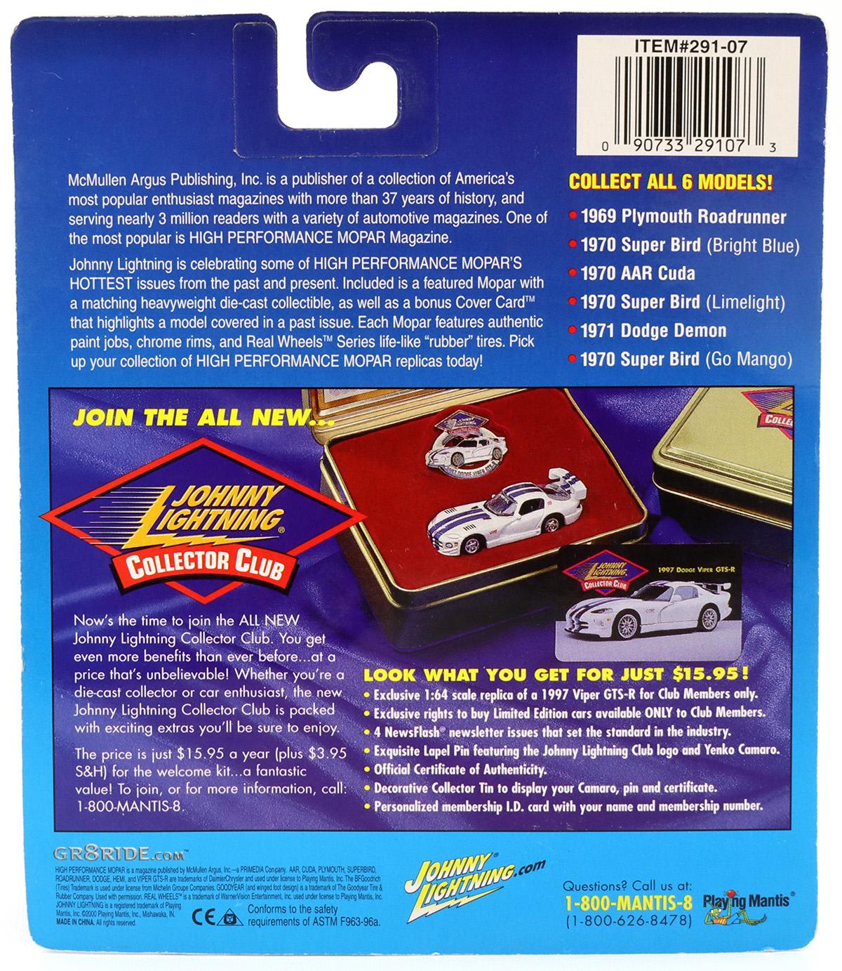 1:64 Johnny Lightning 1970 Superbird red High Performance Mopar