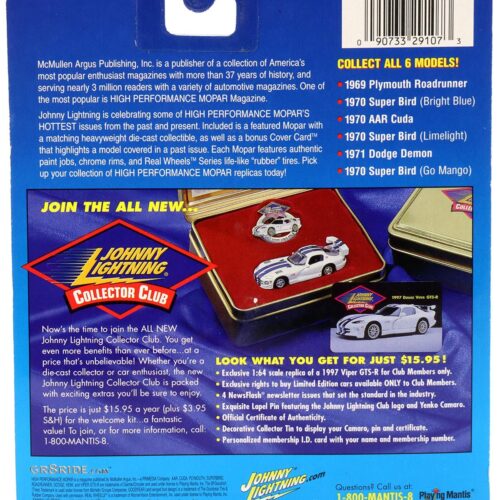 1:64 Johnny Lightning 1970 Plymouth Superbird blue High Performance Mopar