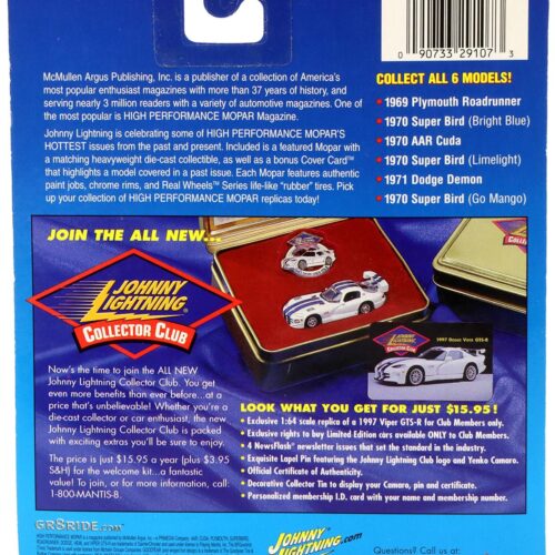 1:64 Johnny Lightning 1969 Plymouth Roadrunner red/ black High Performance Mopar