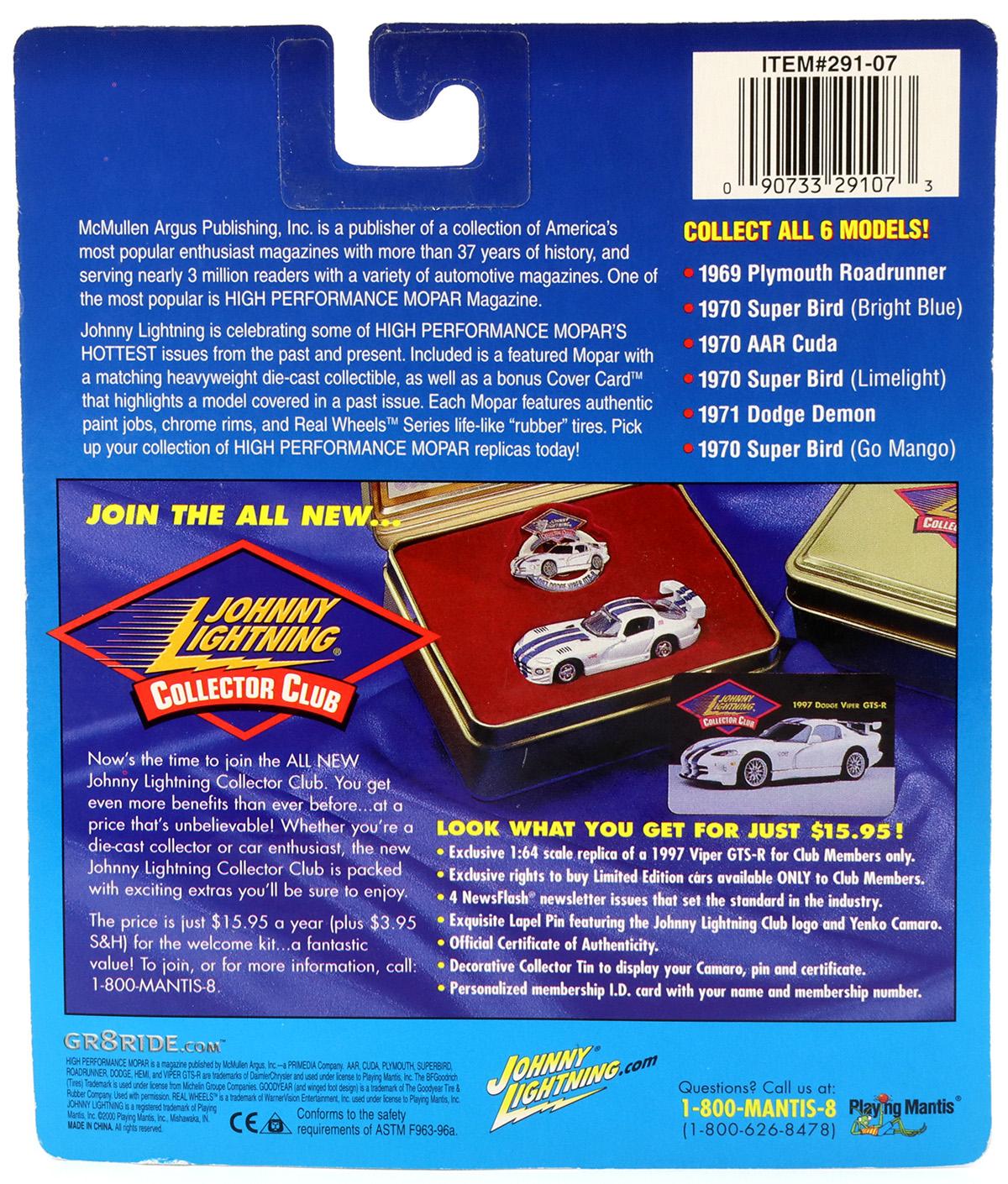 1:64 Johnny Lightning 1969 Plymouth Roadrunner red/ black High Performance Mopar