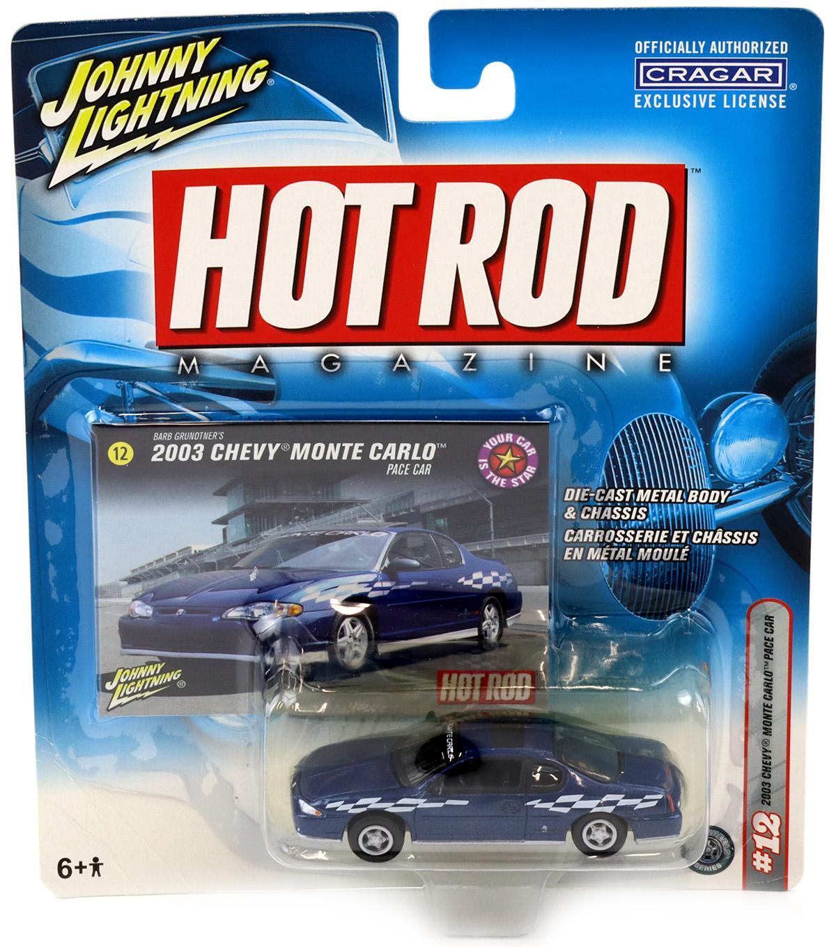1:64 Johnny Lightning 2003 Chevy Monte Carlo Pace Car blue/ white Hot Rod