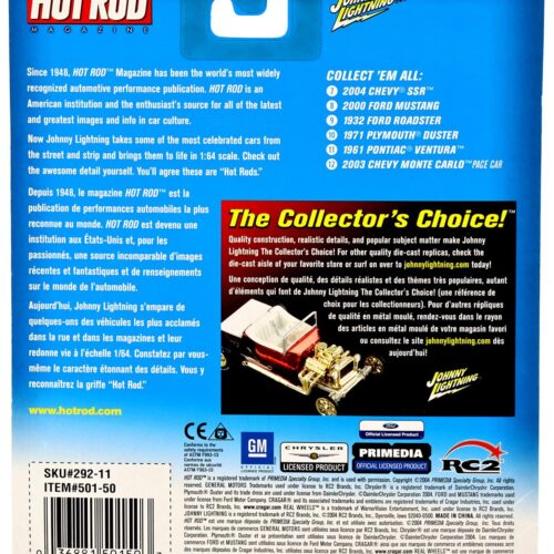 1:64 Johnny Lightning 2003 Chevy Monte Carlo Pace Car blue/ white Hot Rod