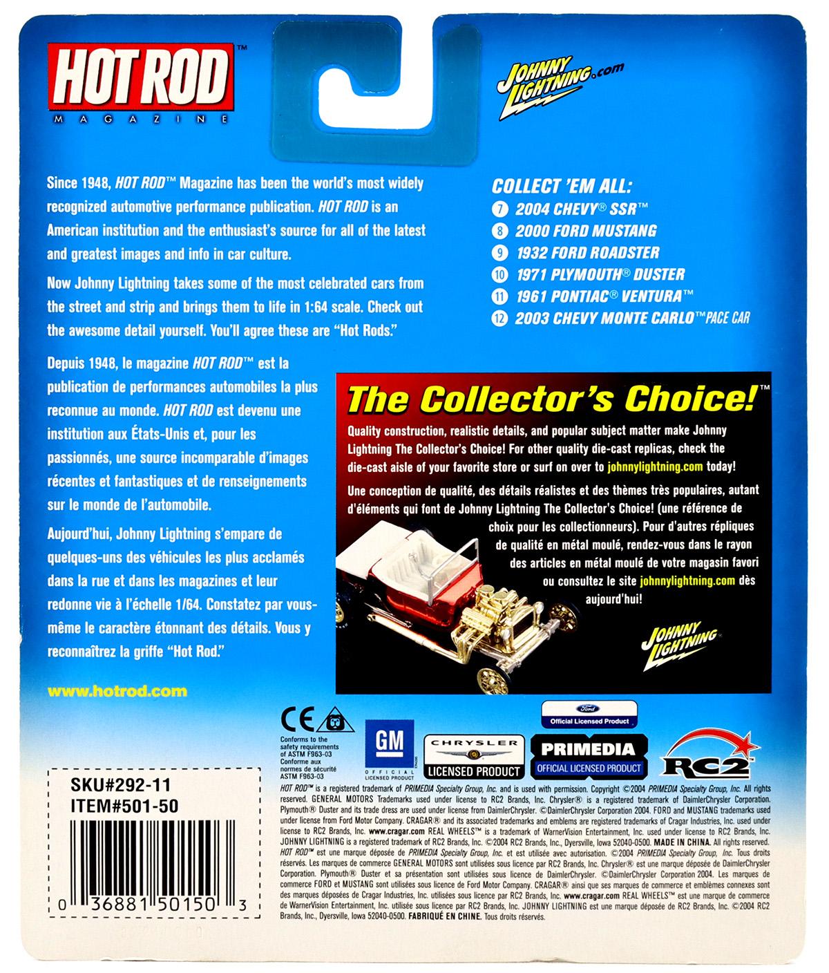 1:64 johnny Lightning 2000 Ford Mustang white/ red Hot Rod