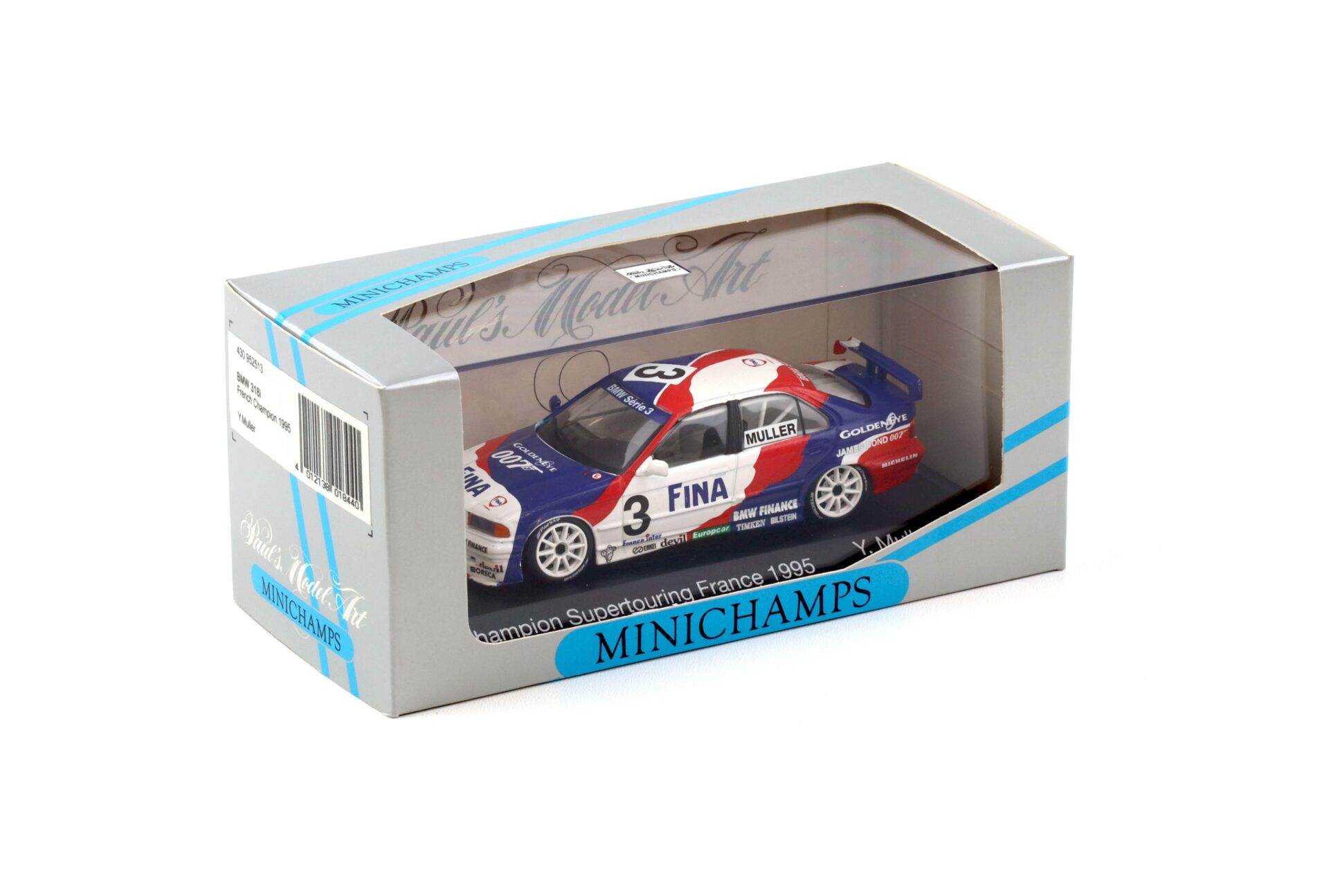 1:43 Minichamps BMW 318i E36 French Champion 1995 Y.Muller #3 FINA