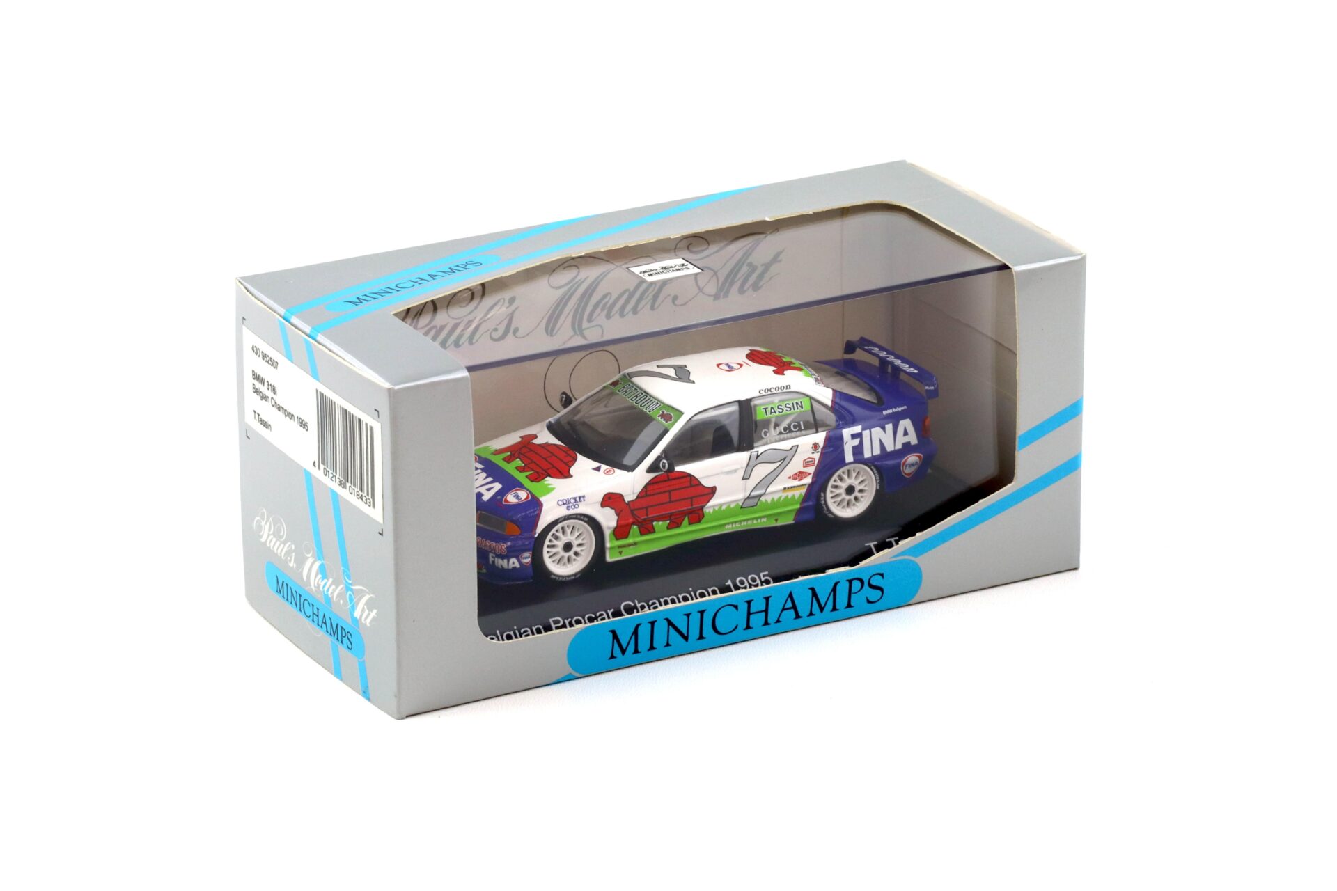1:43 Minichamps BMW 318i E36 Belgian Champion 1995 T.Tassin #7 FINA