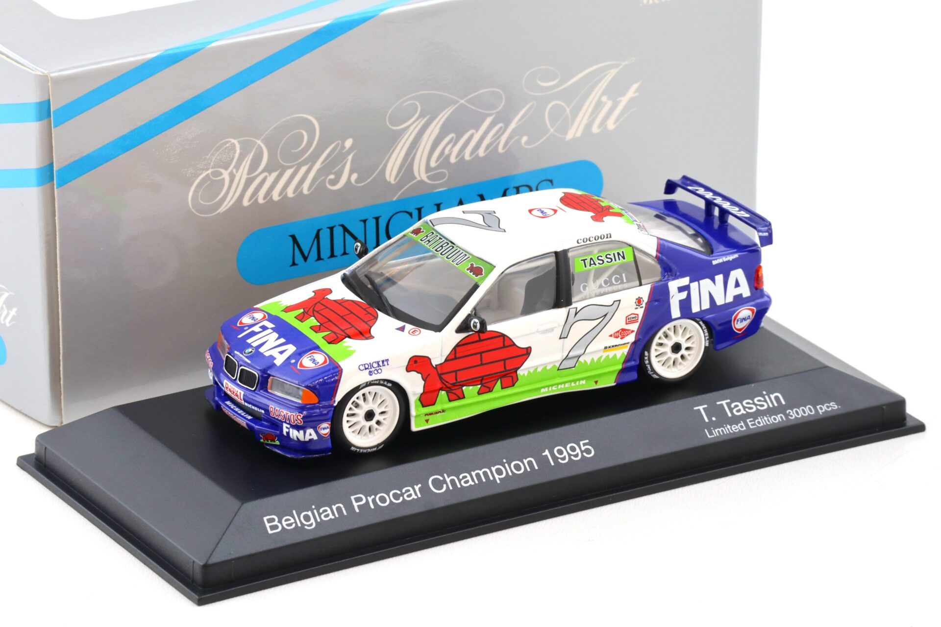 1:43 Minichamps BMW 318i E36 Belgian Champion 1995 T.Tassin #7 FINA